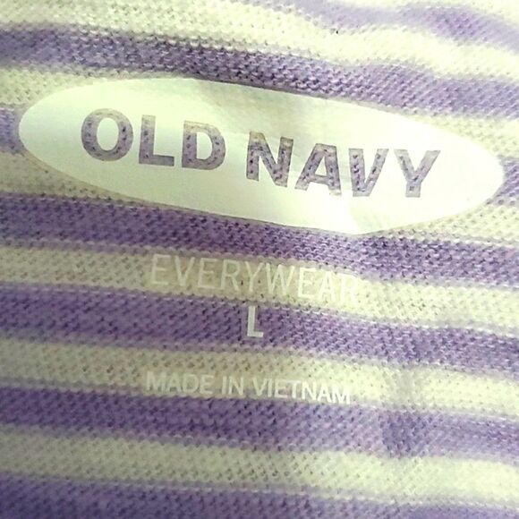 Old Navy Everyday White & Lavender Stripes Soft Long Sleeve Tee - Picture 7 of 8